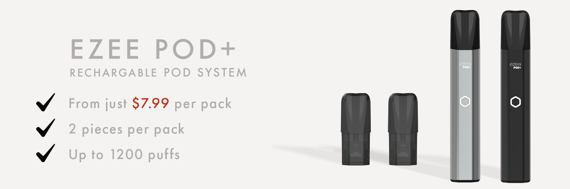 Vape Pod System Ezee Pod+ 2ml e-liquid up to 600 puffs nicotine and nicotine free