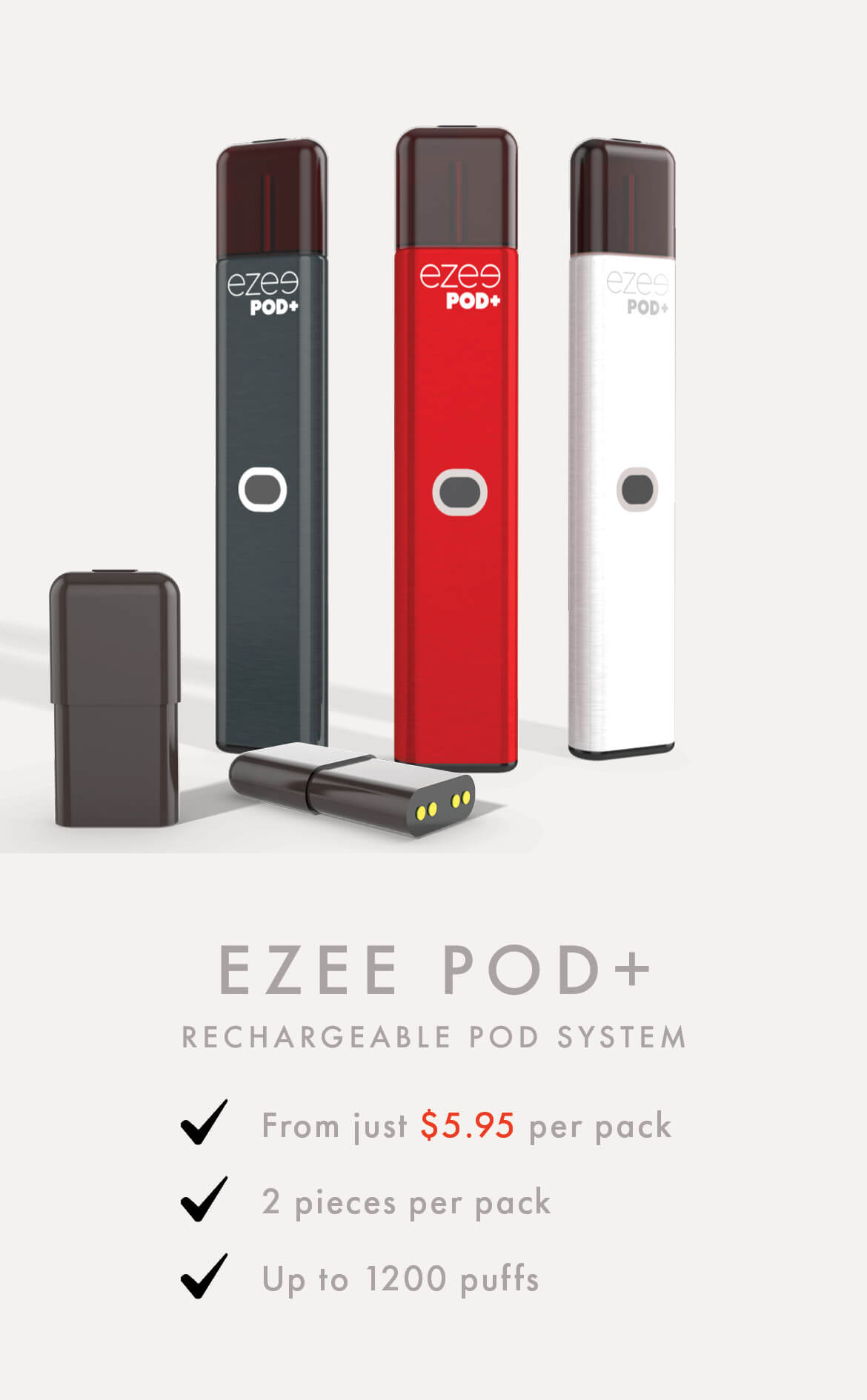 Vape Pod System Ezee Pod+ 2ml e-liquid up to 600 puffs nicotine and nicotine free