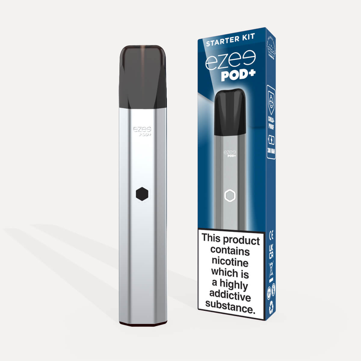 Ezee Vape Pod Kit Silver | Rechargeable Pod System with Style