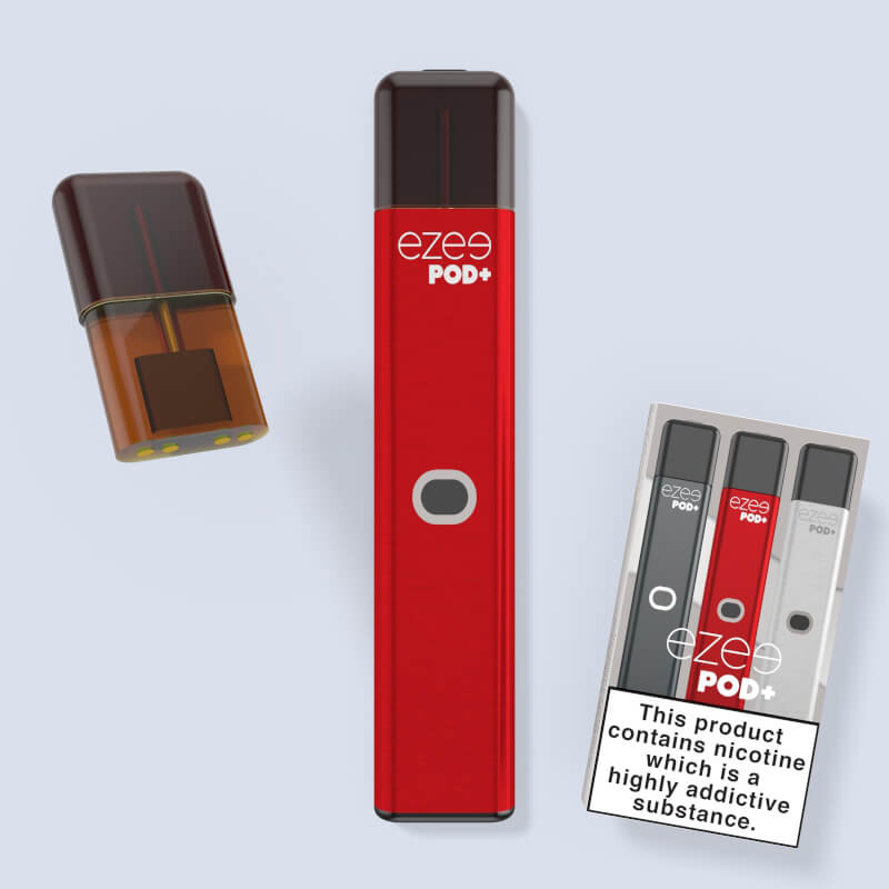 disposable vape pod starter kit ezee pod+ tobacco red color flavor nicotine no nicotine